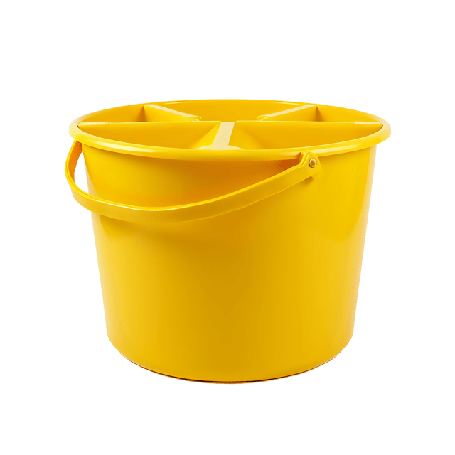 Free transparent PNG: Yellow Plastic Bucket with Handle and Compartments - Transparent Background PNG