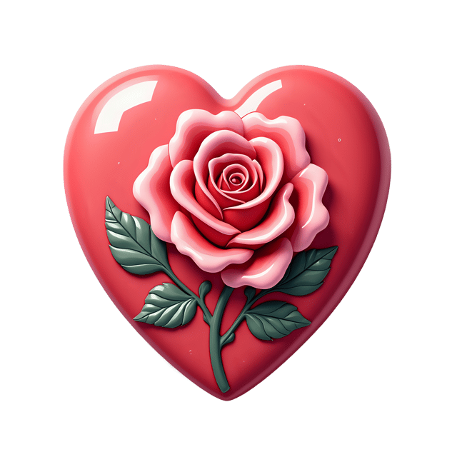Free transparent PNG: Heart Button with Painted Rose Design  Free Downloadable PNG