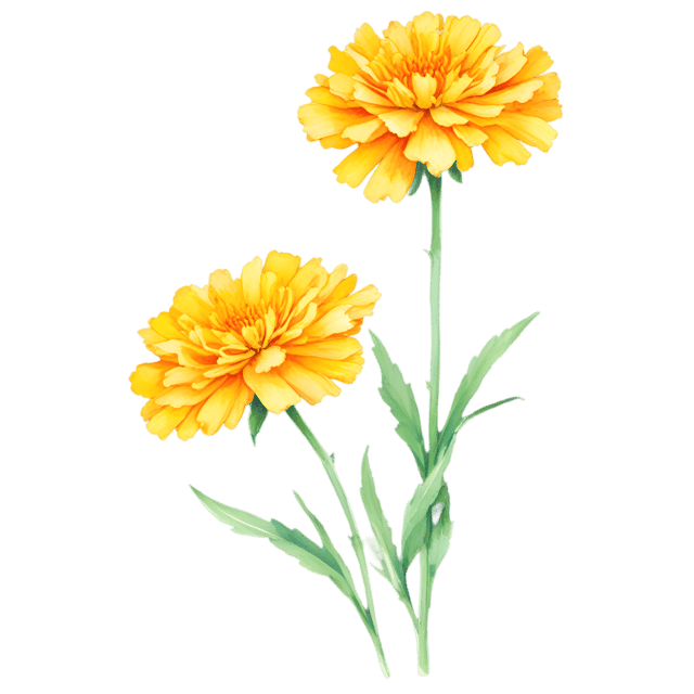 Free transparent PNG: Marigold Flower Transparent Background PNG Image for Botanical Design and Crafts