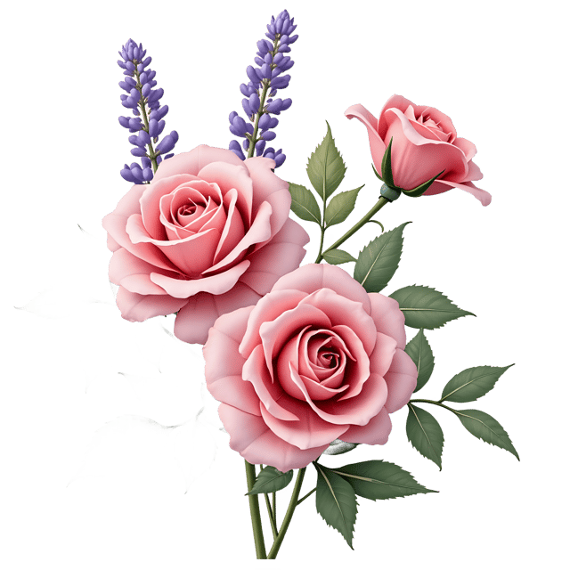 Free transparent PNG: Rose and Lavender Flowers PNG Clipart  Elegant Bouquet Design Elements