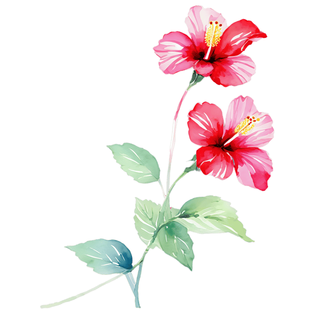 Free transparent PNG: Watercolor Hibiscus Flower Transparent PNG – Gentle Illustration for Floral Designs