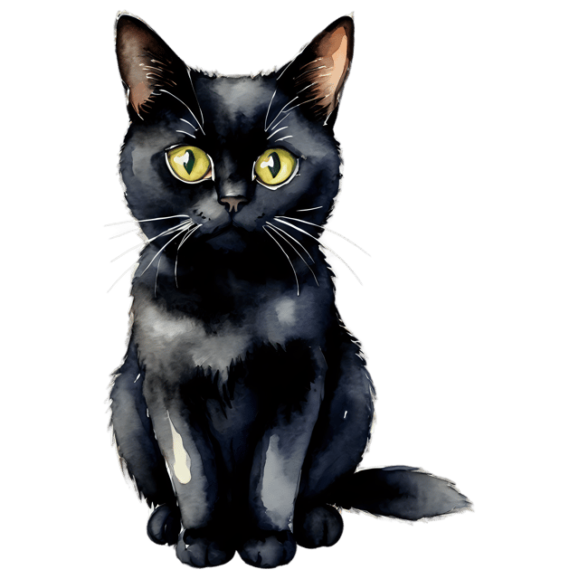 Free transparent PNG: Watercolor Black Cat PNG - Gentle Halloween Illustration for Decor & Crafts