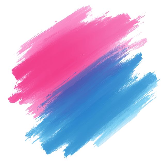 Free transparent PNG: Playful Hot Pink and Electric Blue Brushstroke Illustration with Transparent Background