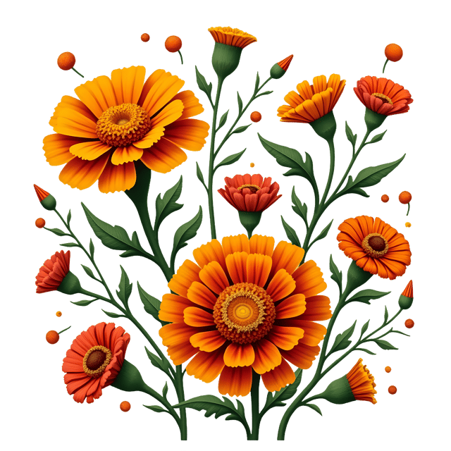 Free transparent PNG: Marigold and Zinnia Flowers PNG Clipart  Perfect for Garden Themes, Crafts  Decor