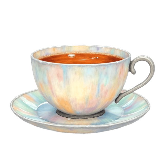 Free transparent PNG: Pearlescent Tea Cup  Unique Iridescent Design Clipart, Free PNG Download