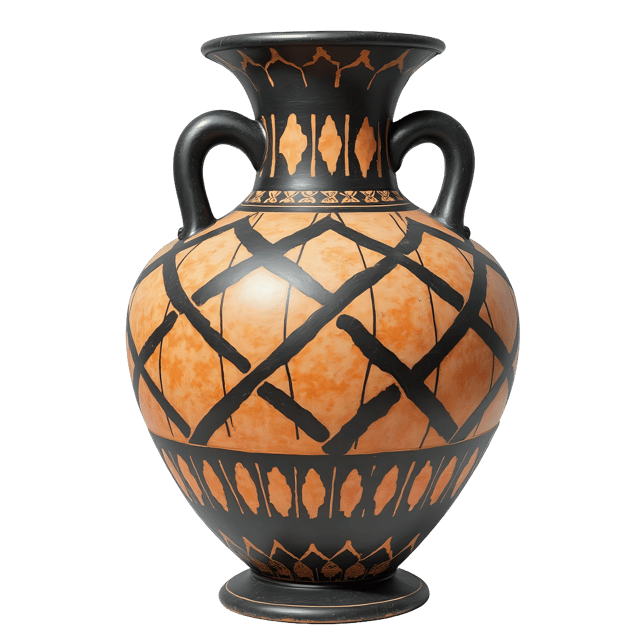 Free transparent PNG: Antique Vase with Bold Geometric Patterns PNG Transparent Background for Art and Design