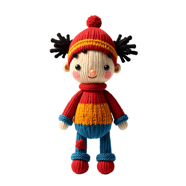 Free transparent PNG: Abstract Knitted Doll PNG with Modern Art and Unexpected Colors