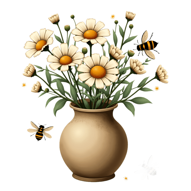Free transparent PNG: Rustic Cottage Vase  Hand-Painted Daisy Clipart, free transparent png download