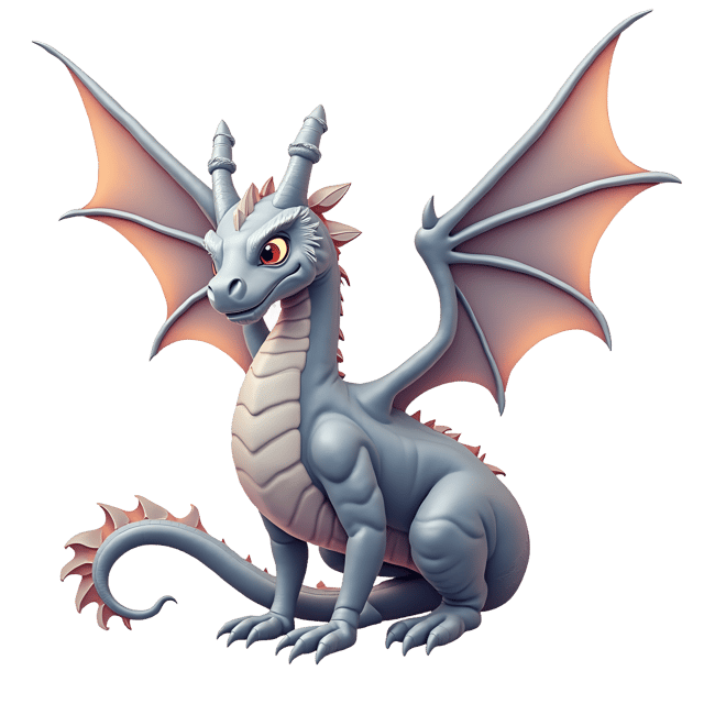 Free transparent PNG: Radiant Silver Dragon with Shimmering Metallic Wings PNG Image for Fantasy Art and Decor