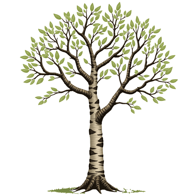Free transparent PNG: Bark-Rich Birch Tree with Peeling Bark in Beautiful Illustration Clipart