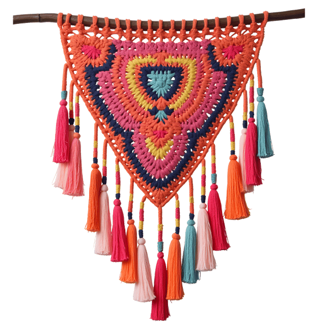 Free transparent PNG: Crocheted Wall Decoration with Freeform Shapes and Fringe Details