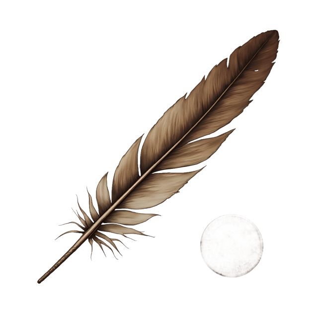 Free transparent PNG: Long Quill Feather Beside Aged Coin  Free PNG Download