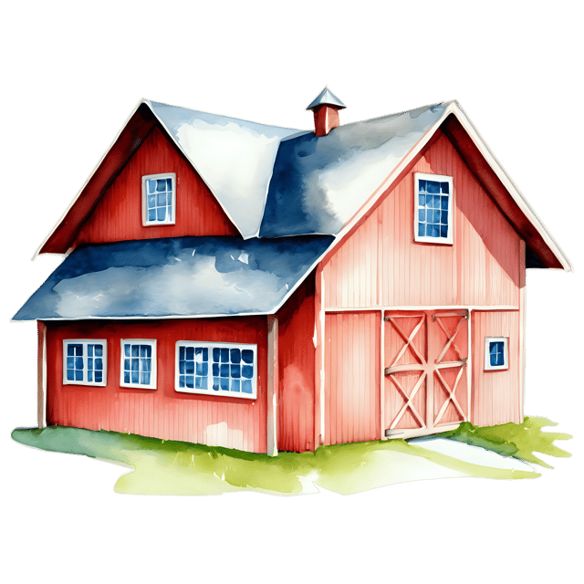 Free transparent PNG: Watercolor Barn House PNG – Transparent Background Illustration
