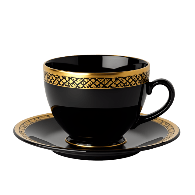 Free transparent PNG: Black and Gold Art Deco Tea Cup  Geometric Clipart Design, free png download
