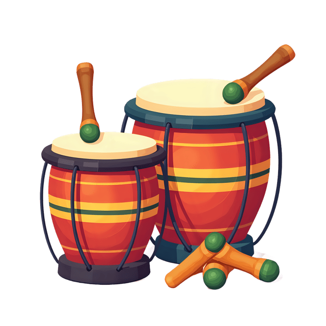 Free transparent PNG: Colorful Traditional Festival Drums PNG with Transparent Background for Parade Decorations