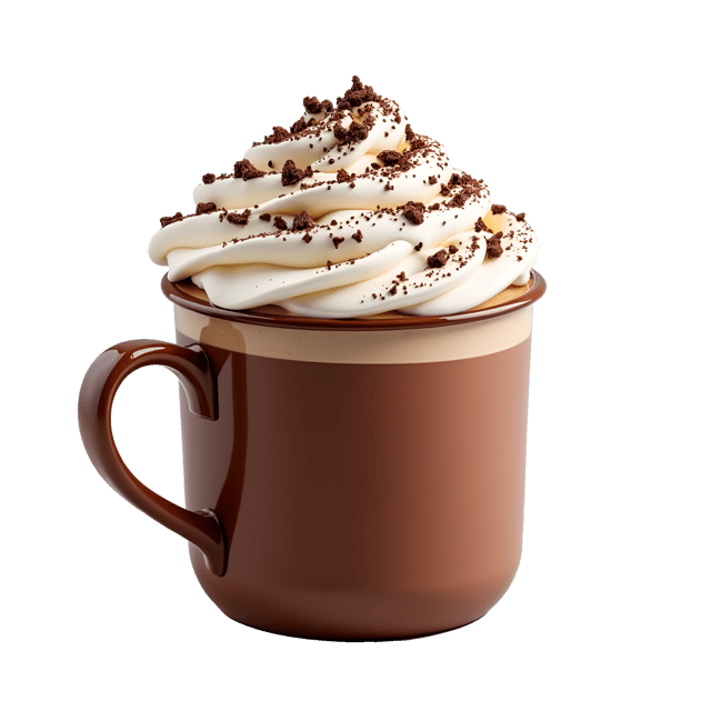 Free transparent PNG: Hot Chocolate Mug with Whipped Cream and Chocolate Shavings Transparent PNG