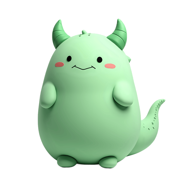 Free transparent PNG: Pastel Green Monster Plushie with Fluffy Tail and Friendly Face PNG