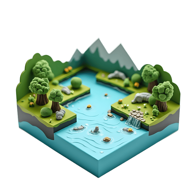 Free transparent PNG: Riverbank Diorama PNG  Perfect for Nature Scenes, Decor  Illustrations