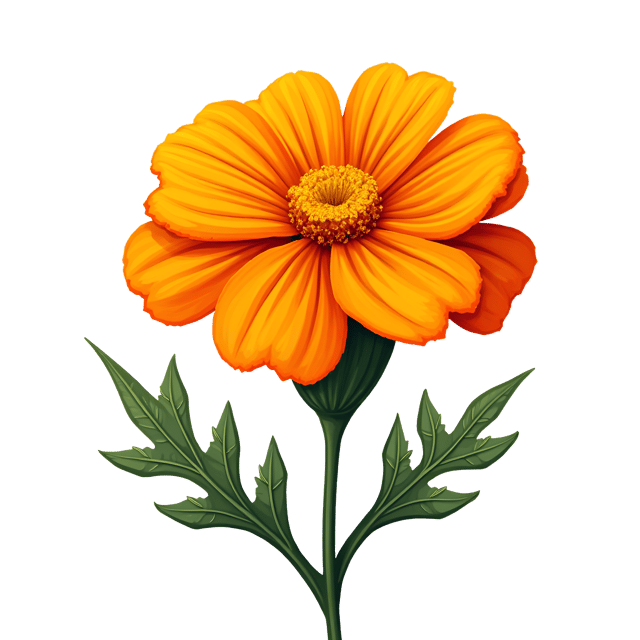 Free transparent PNG: Sunset-Orange Marigold with Yellow Center Clipart Illustration