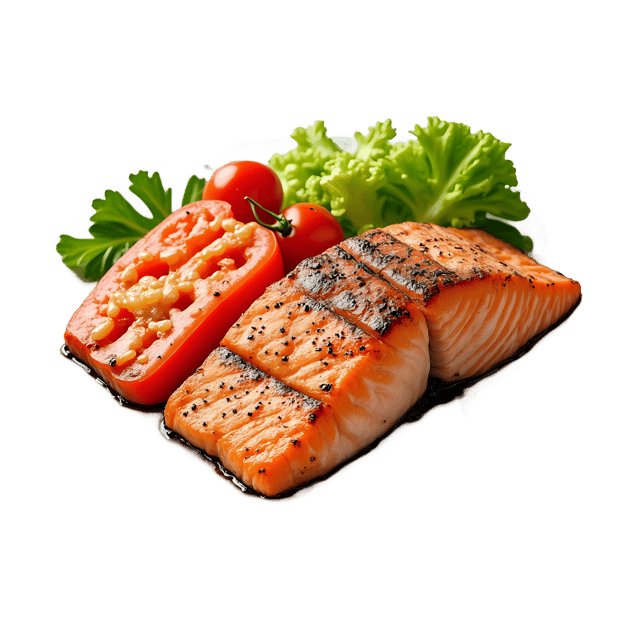 Free transparent PNG: Grilled Salmon with Vegetables PNG Transparent Background for Food and Nutrition Visuals