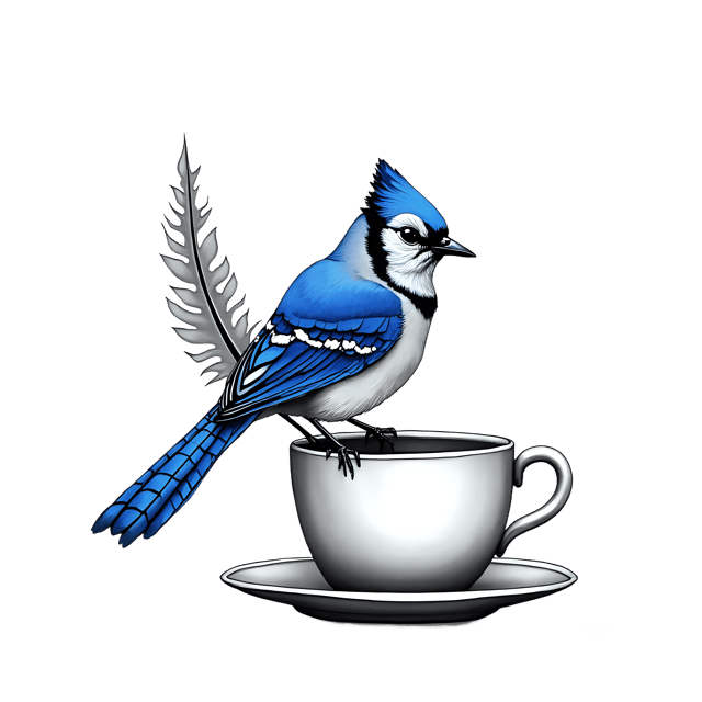 Free transparent PNG: Blue Jay Feather Near Ceramic Cup PNG Clipart  Perfect for Nature-Inspired Designs  Crafts