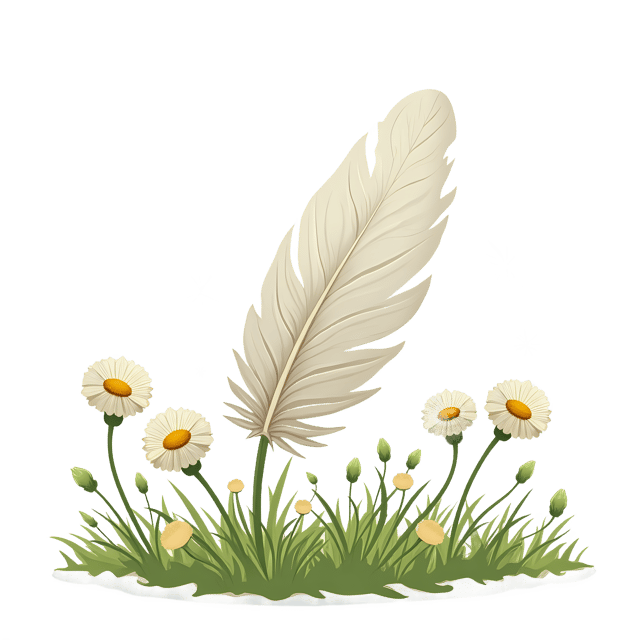 Free transparent PNG: Soft White Feather Among Dandelions  Nature Clipart, free transparent png download
