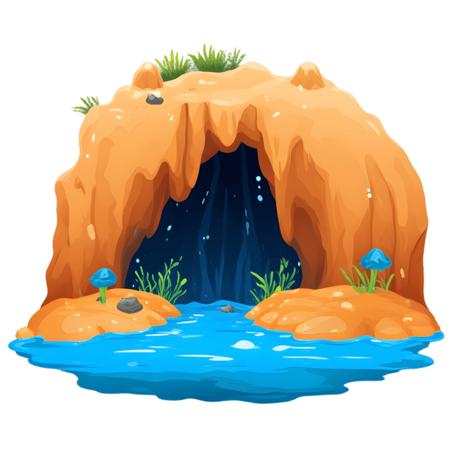 Free transparent PNG: Underwater Cave Treasure PNG Illustration for Decor and Design