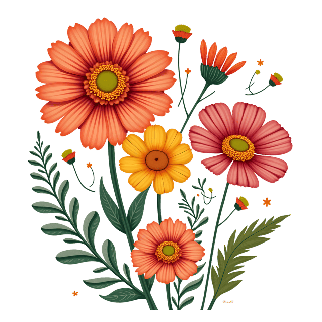 Free transparent PNG: Dahlia, Zinnia, and Cosmos Flowers PNG Clipart  Perfect for Gardening Projects  Decor