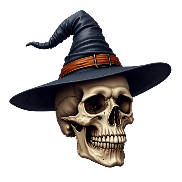 Free transparent PNG: Skull Wearing Tiny Witch Hat  Halloween Clipart, free download png