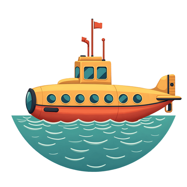 Free transparent PNG: Cartoonish Submarine PNG Floating on Sea Surface