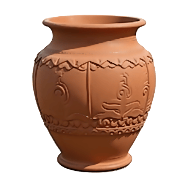 Free transparent PNG: Rustic Terracotta Vase PNG with Hand-Carved Details for Decorative and Crafting Purposes