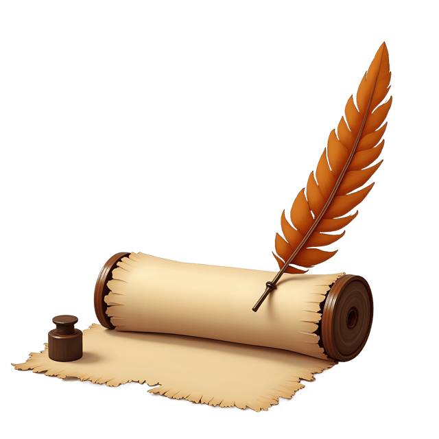 Free transparent PNG: Scroll with Feather Quill and Inkpot  Medieval Clipart, free download png