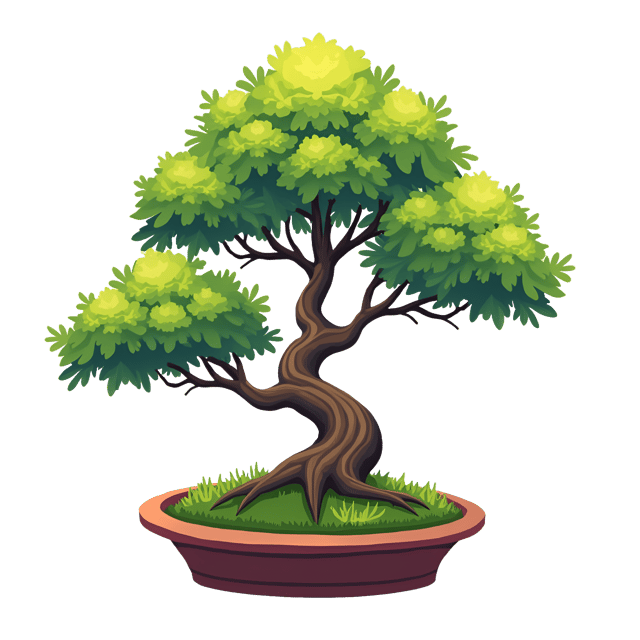 Free transparent PNG: Colorful Bonsai Tree Clipart with Tiny Leaves and Miniature Beauty