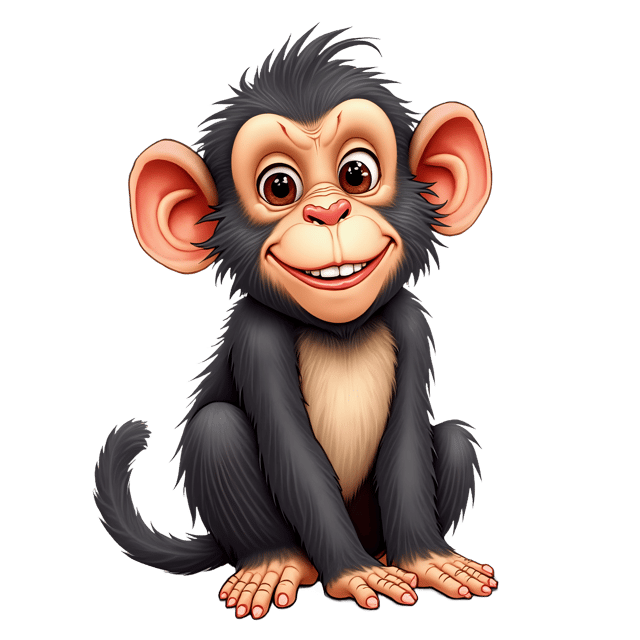 Free transparent PNG: Mischievous Monkey Caricature with Transparent Background