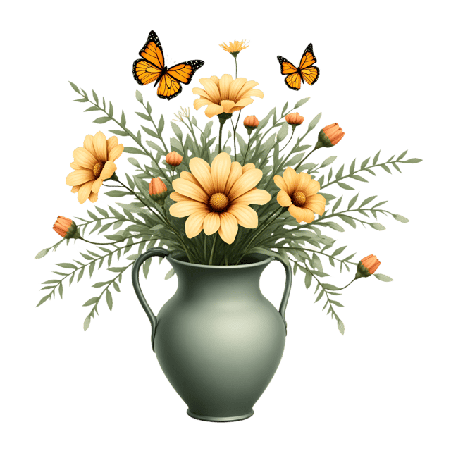 Free transparent PNG: Spring Meadow Vase  Butterfly Clipart, free transparent png download