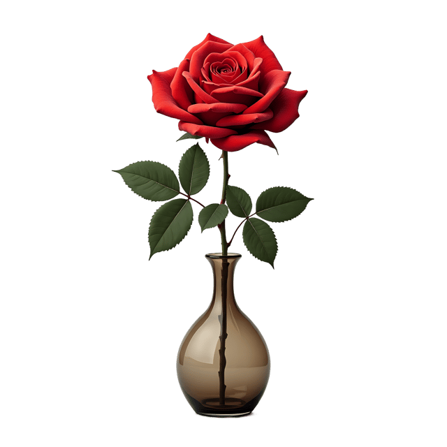 Free transparent PNG: Single Red Rose PNG Vase Design with Transparent Background