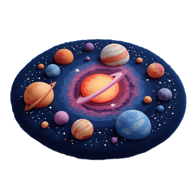 Free transparent PNG: Cozy Celestial Rug with Planets and Galaxies PNG
