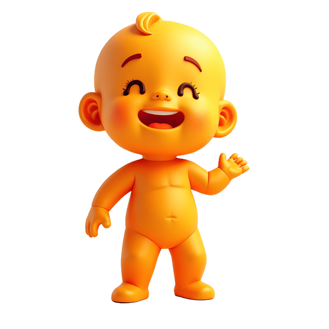Free transparent PNG: Cheerful Orange Humanoid PNG with Glowing Skin and White Background