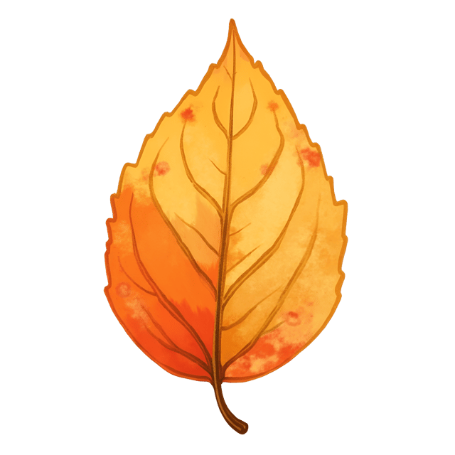 Free transparent PNG: Golden-Brown Leaf with Orange Accents Watercolor Illustration
