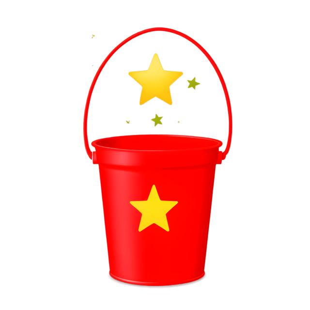 Free transparent PNG: Small Red Bucket with Yellow Stars PNG Transparent Background