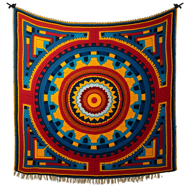 Free transparent PNG: Sacred Geometry Woven Tapestry with Gold Accents