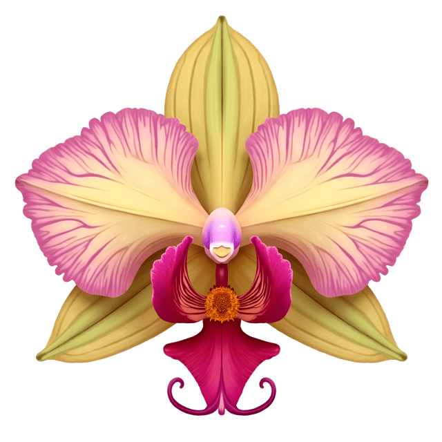 Free transparent PNG: Exquisite Multicolored Orchid with Golden Center PNG Clipart