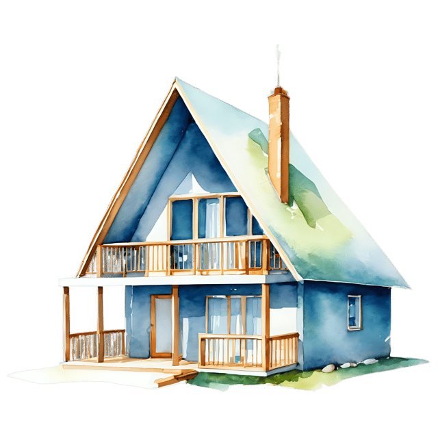 Free transparent PNG: Watercolor A-Frame House PNG – Transparent Background Architecture Illustration