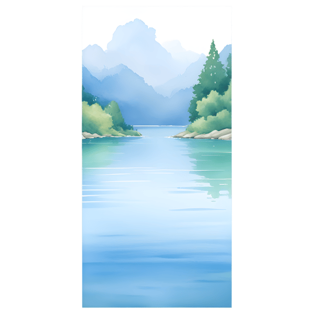 Free transparent PNG: Serenity Waterside Painting in Soft Blues and Greens PNG Format for Nature-Inspired Decor