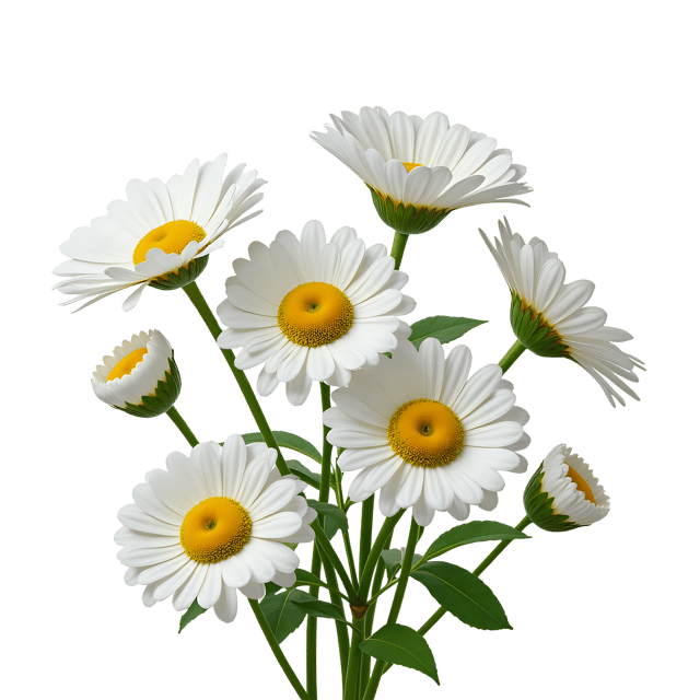 Free transparent PNG: Charming Daisy Arrangement with White Petals on Transparent Background - PNG Format