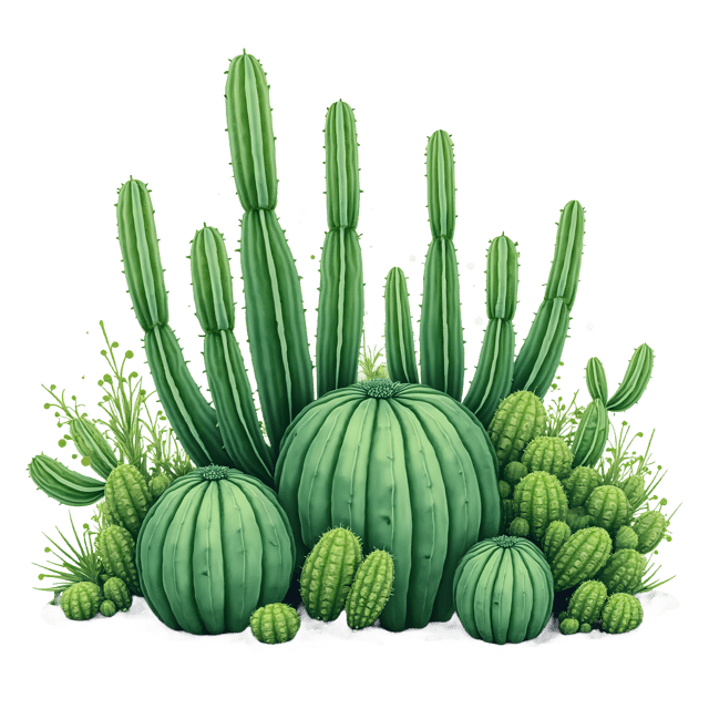 Free transparent PNG: Crazy Green Cactus Flowers with Spiral Shapes PNG Transparent Background