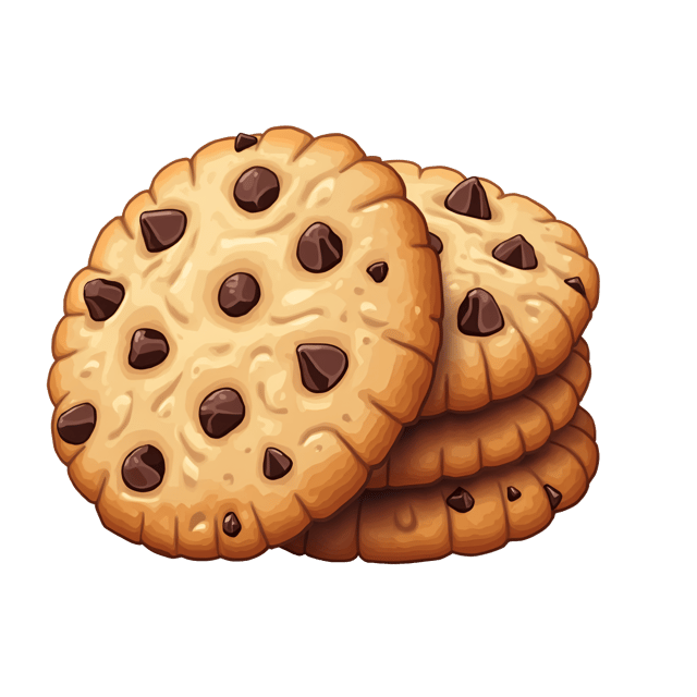 Free transparent PNG: Round Chocolate Chip Cookies with Melt-In-The-Mouth Centers Clipart Illustration