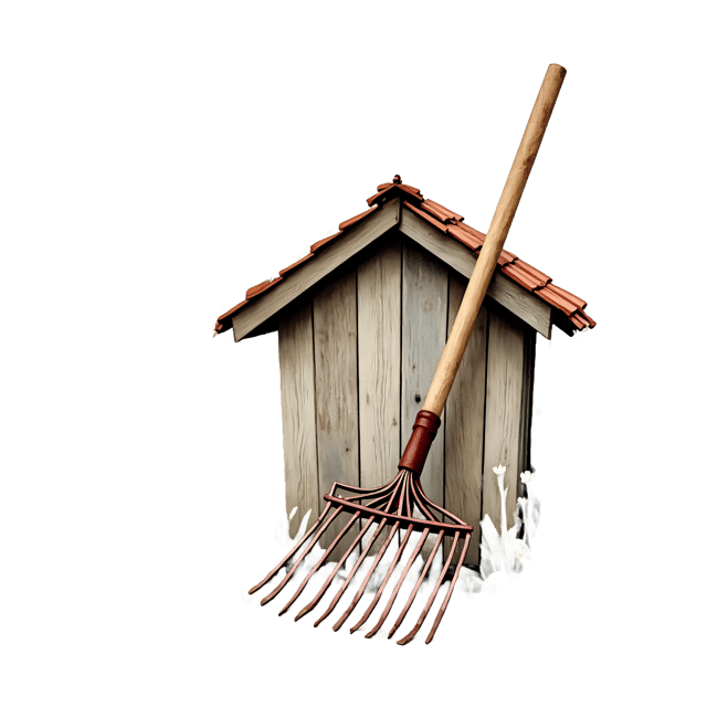 Free transparent PNG: Garden Rake Leaning on Shed  Garden Tool Clipart, free downloadable png