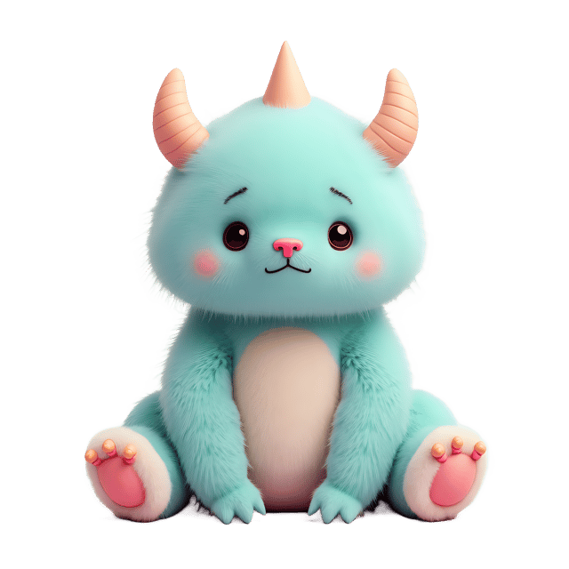 Free transparent PNG: Pastel-Colored Monster Doll PNG with Transparent Background for Calming Nursery Decor