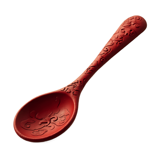 Free transparent PNG: Red Wooden Spoon with Intricate Carvings Transparent PNG for Art and Crafts